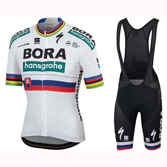 2019 Maillot Bora Campione Eslovaquia Tirantes Mangas Cortas Blanco